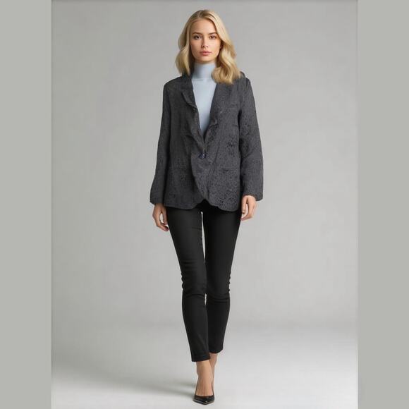 Johnston & Murphy Silky Animal Print Blazer Black Jacquard One-Button S NWT - Picture 1 of 6